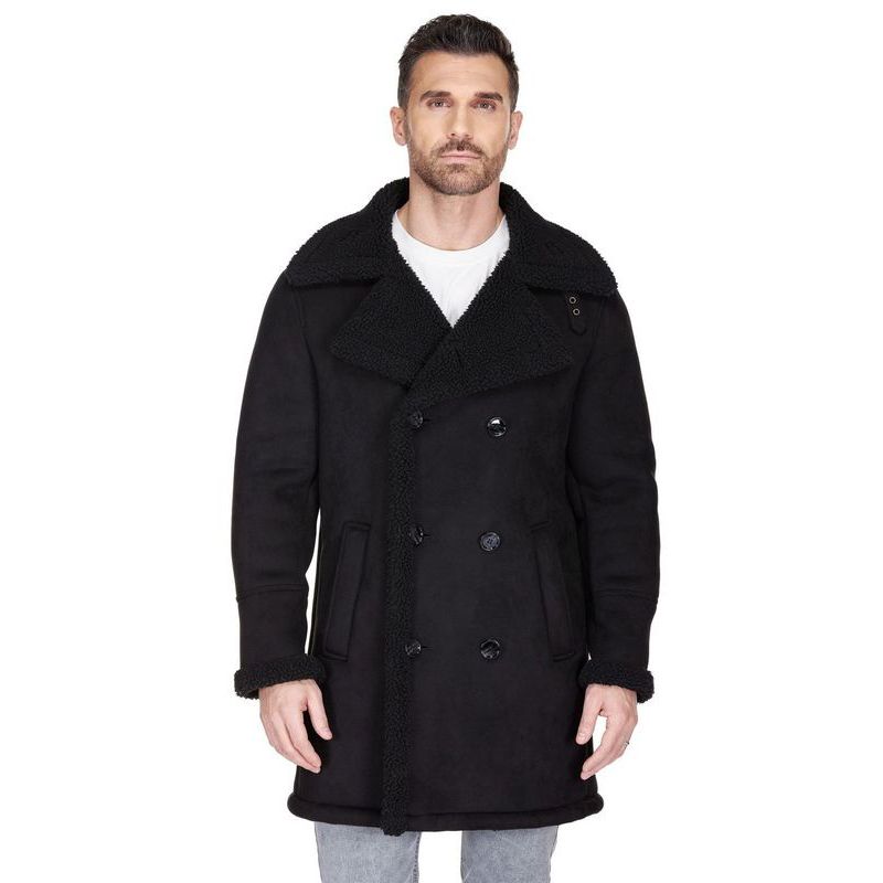 Men's Faux Shearling Double Breasted Overcoat