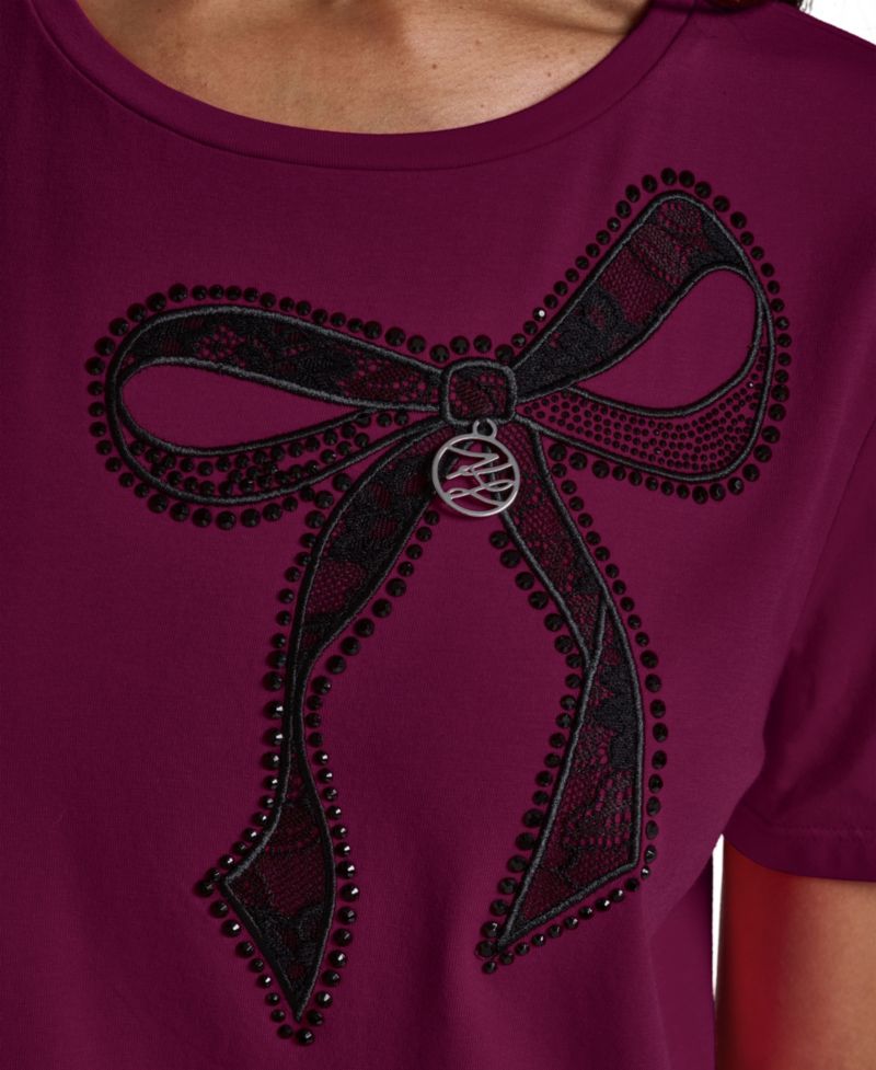 KRL LAGERFELD PARIS Women's Big Bow Logo Short-Sleeve T-Shirt