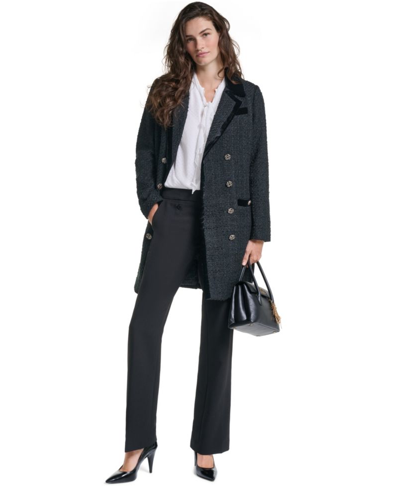 Women's Double-Breasted Tweed Texture Jacket