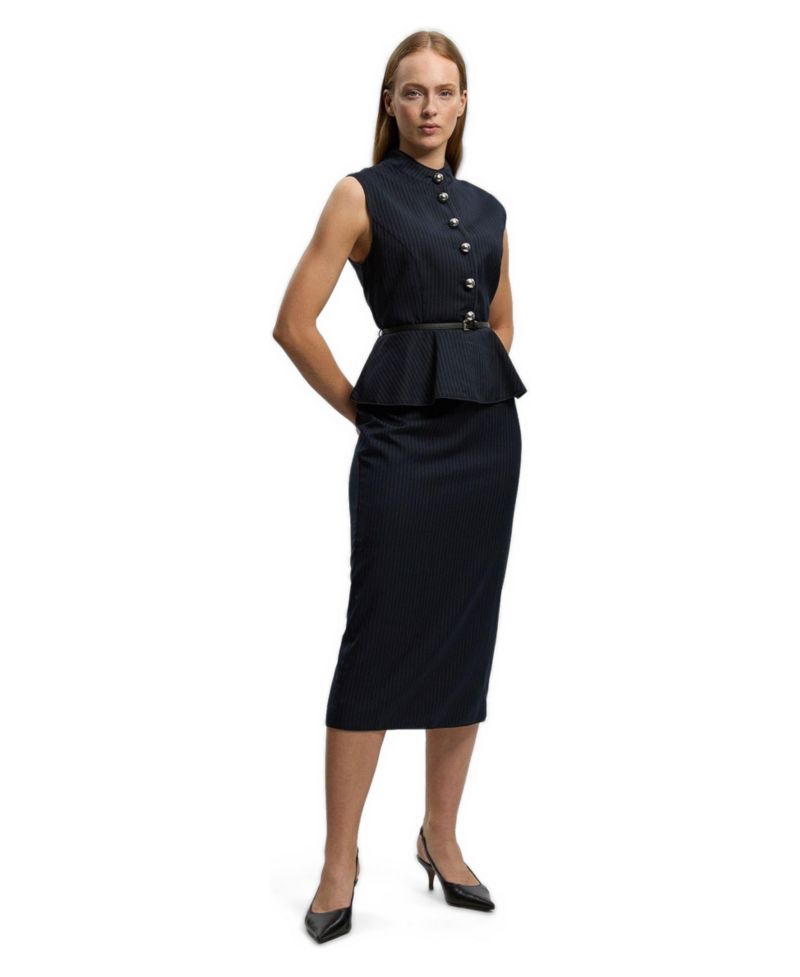 Women's Sleeveless Peplum Midi Dress