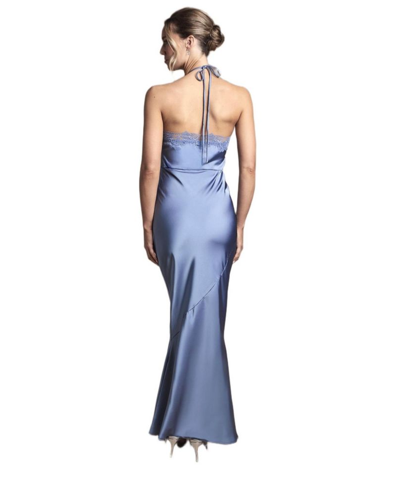Women's Halter Satin Maxi Bridesmaid Dress