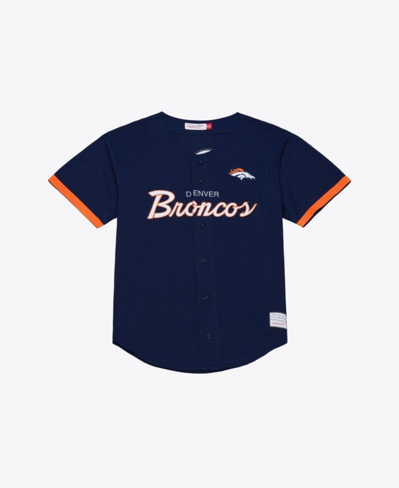 Men's Navy Denver Broncos Head Coach Mesh Full-Button Fashion Jersey