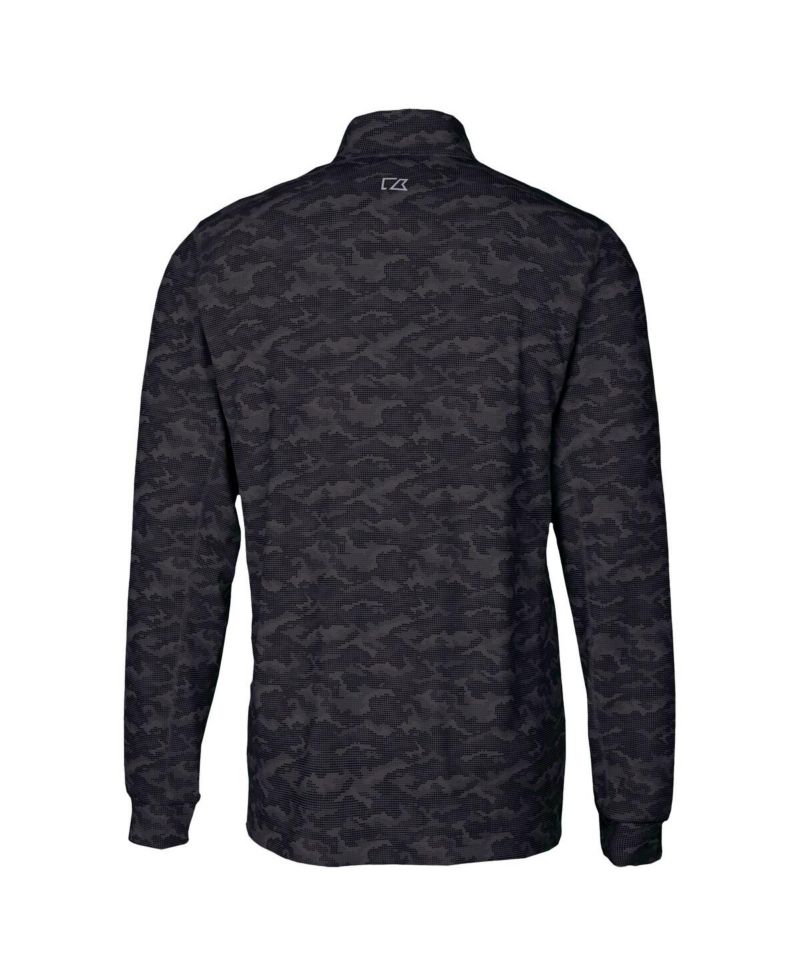 Men's Black Detroit Lions Traverse Camo Print Stretch Quarter-Zip Top