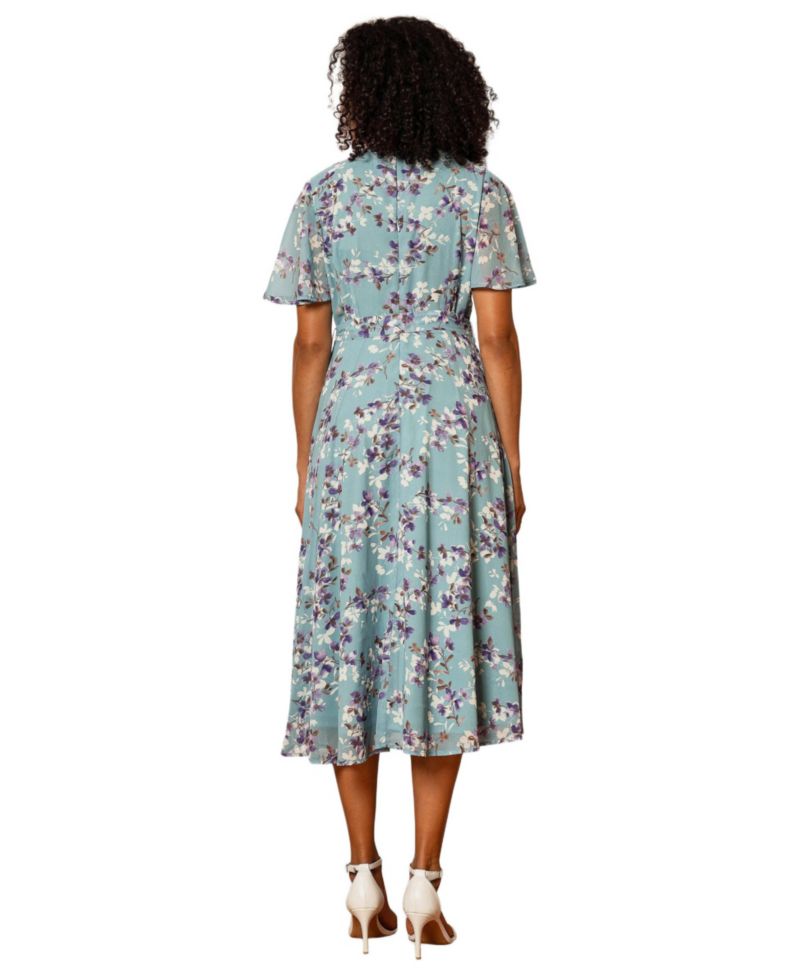 Women's Blossom Print Midi Skater Dress