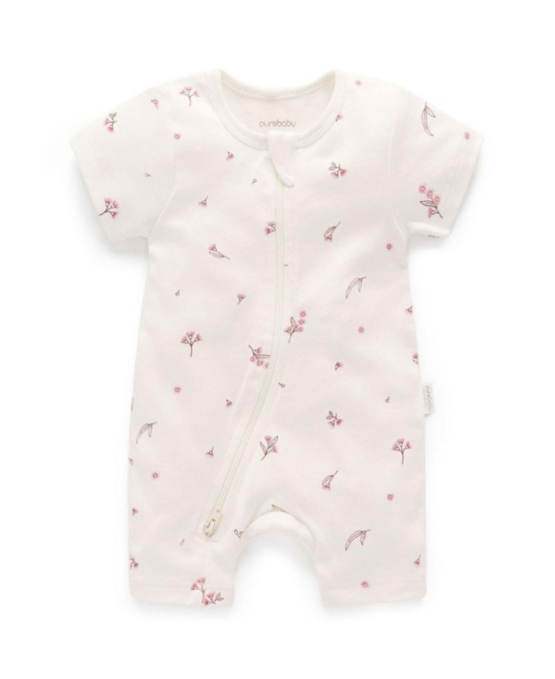 Baby Girls Shorts Sleeve Zip Coverall