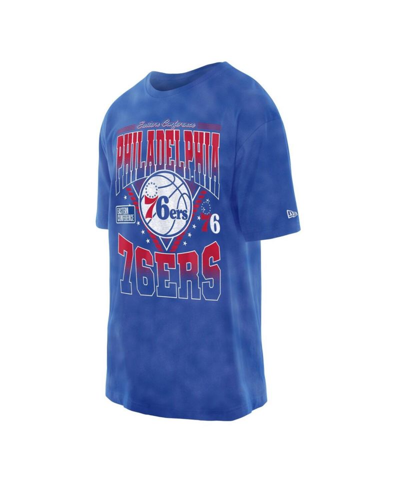 Men's Royal Philadelphia 76ers Boxy Old School Sport Vintage Wash T-Shirt