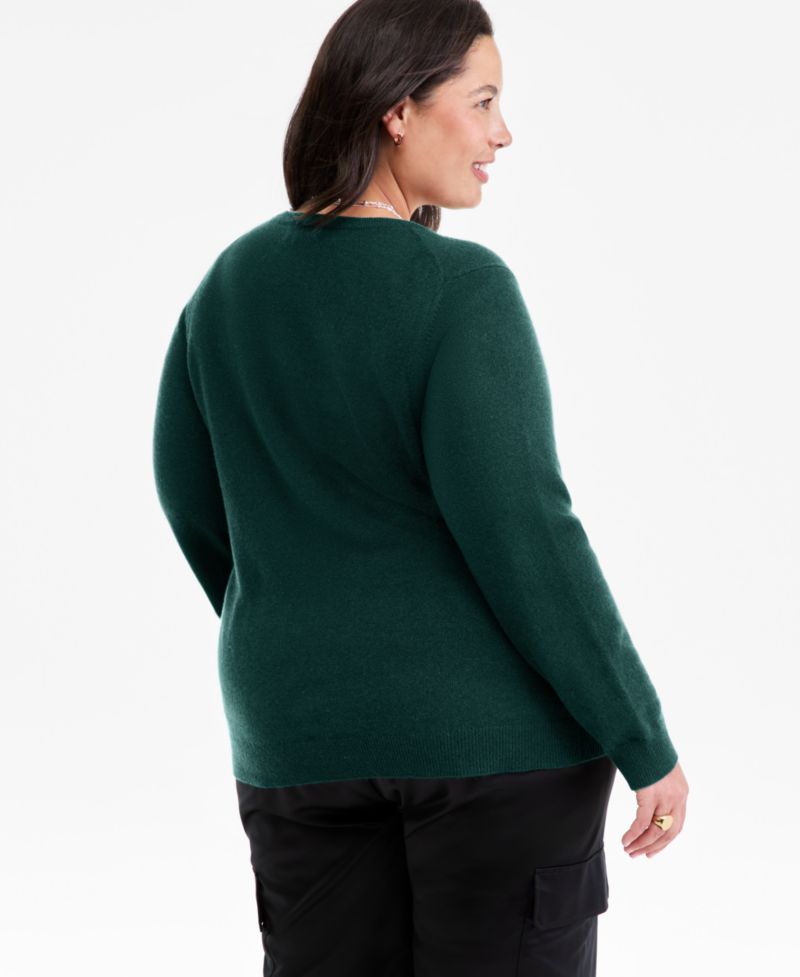 100% Cashmere Women's Petite Long-Sleeve Crewneck Sweater