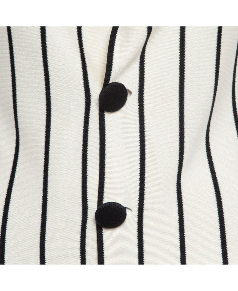 Women's Cream Striped Silk Knit Cardigan