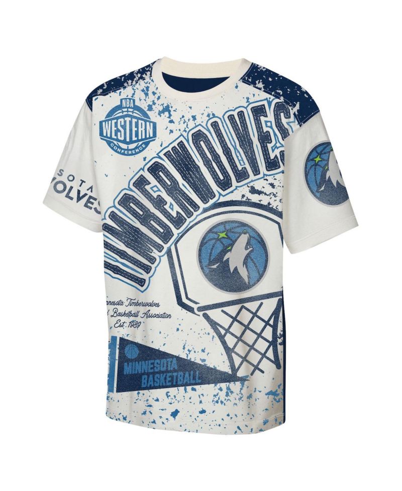 Big Boys and Girls Cream Minnesota Timberwolves Top Player All-Over-Print T-Shirt