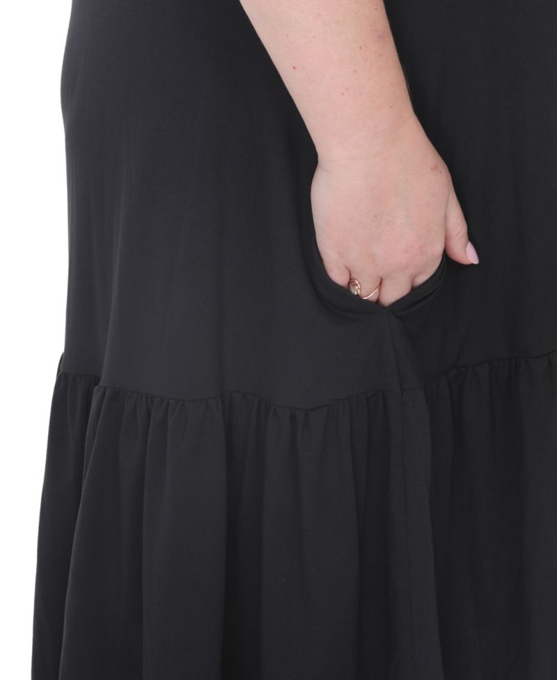 Plus Size Flutter-Sleeve Button-Front Tiered Maternity Dress