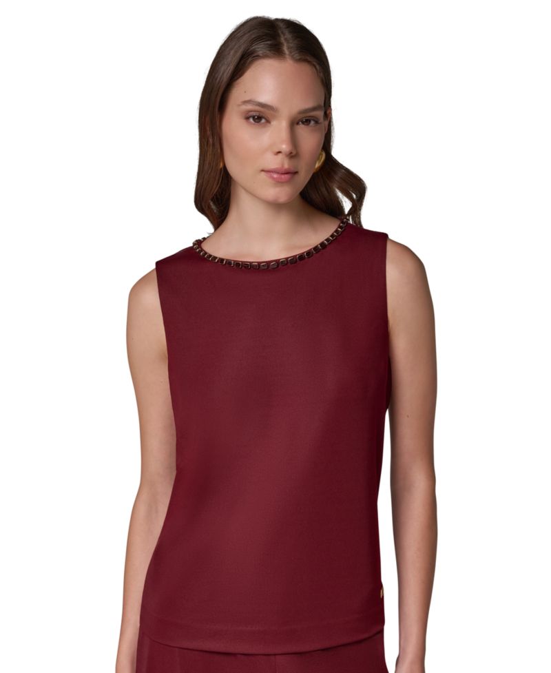 Women Beaded Boat-Neck Sleeveless Camisole