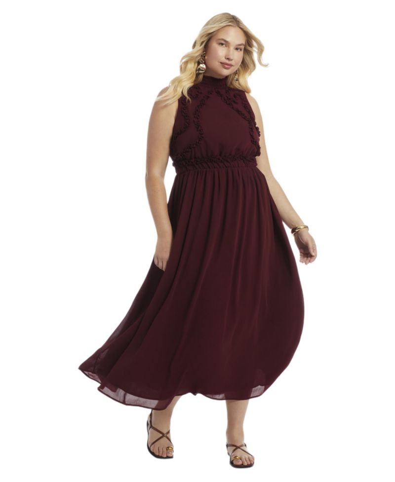 Women's Ruffle Detail Maxi Dress