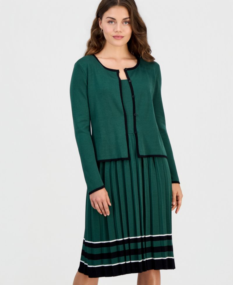 Petite Pleated Midi Jacket Dress