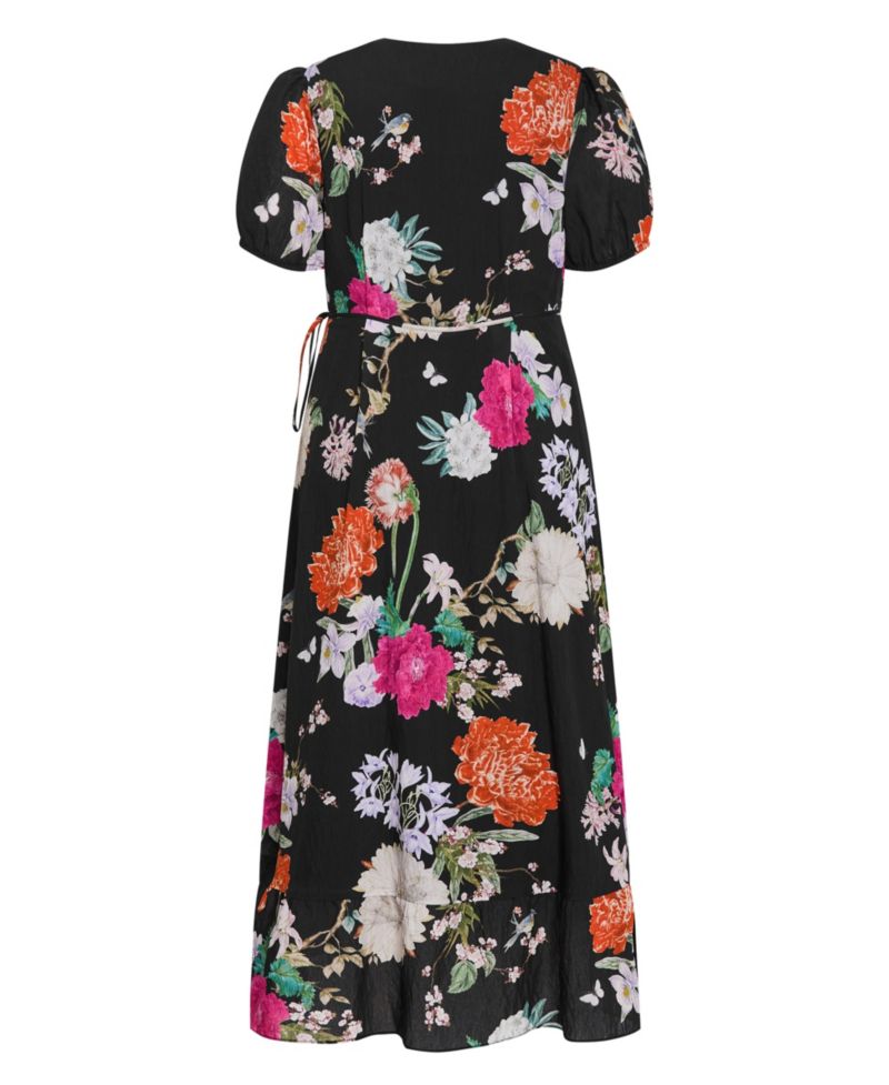 Plus Size Belle Floral-Print V-Neck Short-Sleeve Wrap Dress