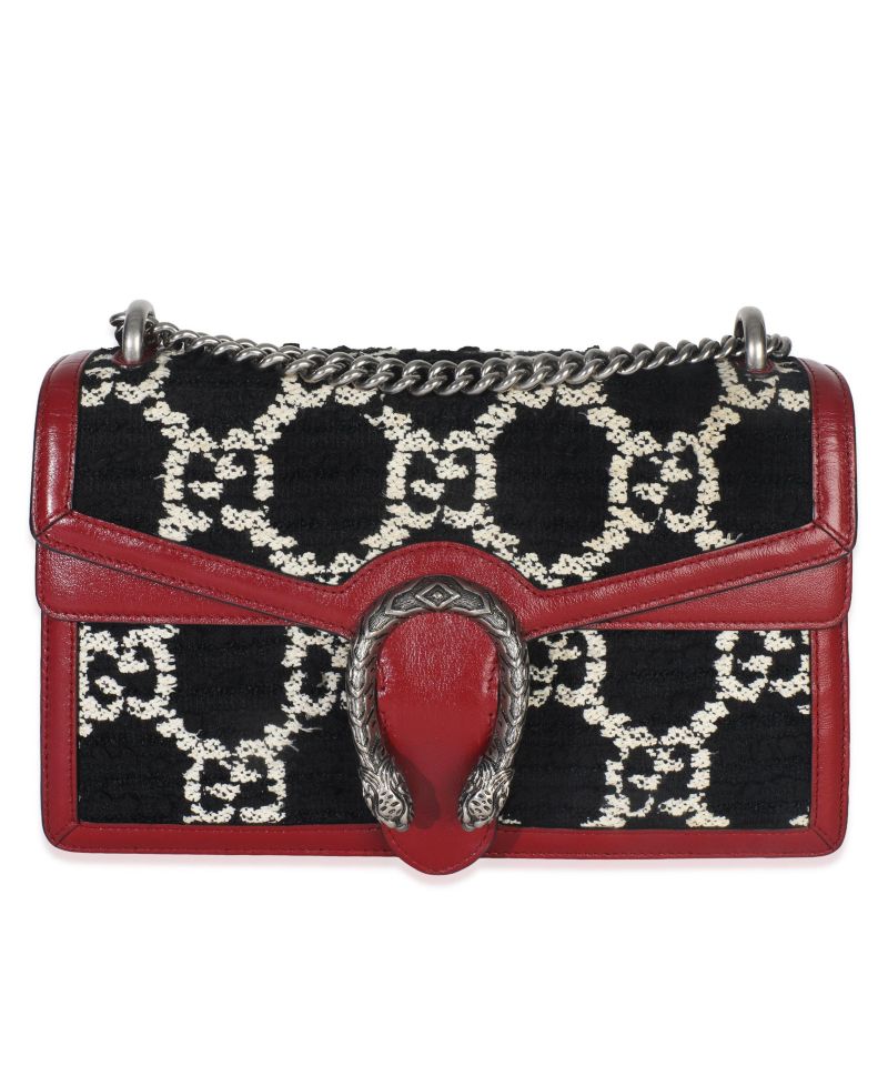 Black White Red Tweed GG Monogram Medium Dionysus Shoulder Bag