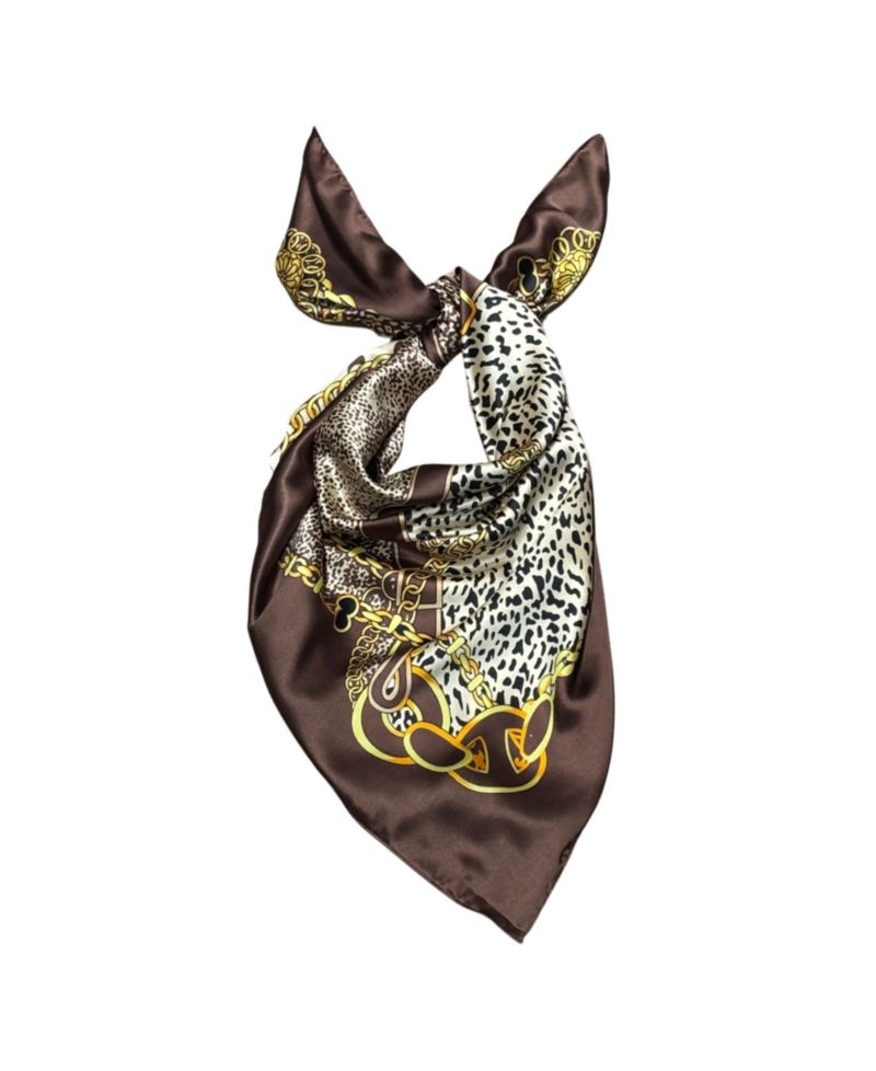 Animal Print Satin Square Scarf