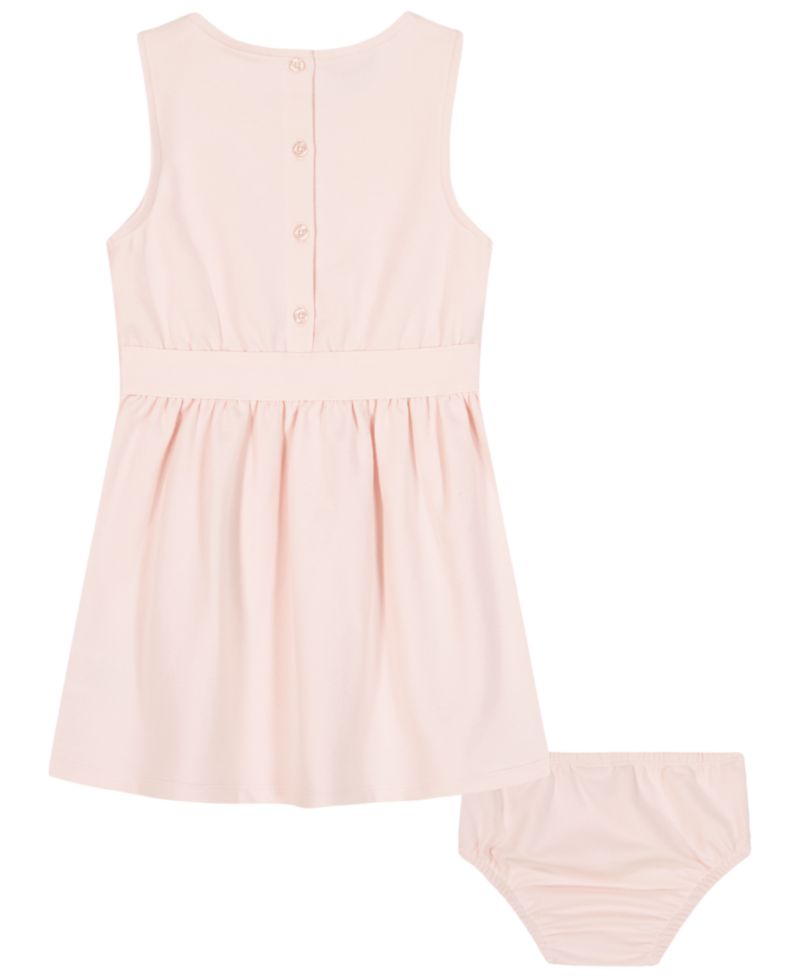Baby Girls' Fit-and-Flare Knit Logo Dress with Diaper Cover