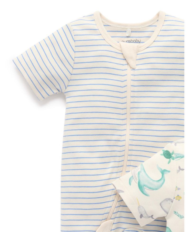 Baby Boys Short Sleeve 2 Pack Zip Coverall