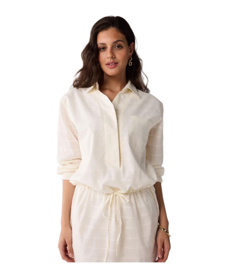 Women's Oversized Shirt Dress with Drawstring