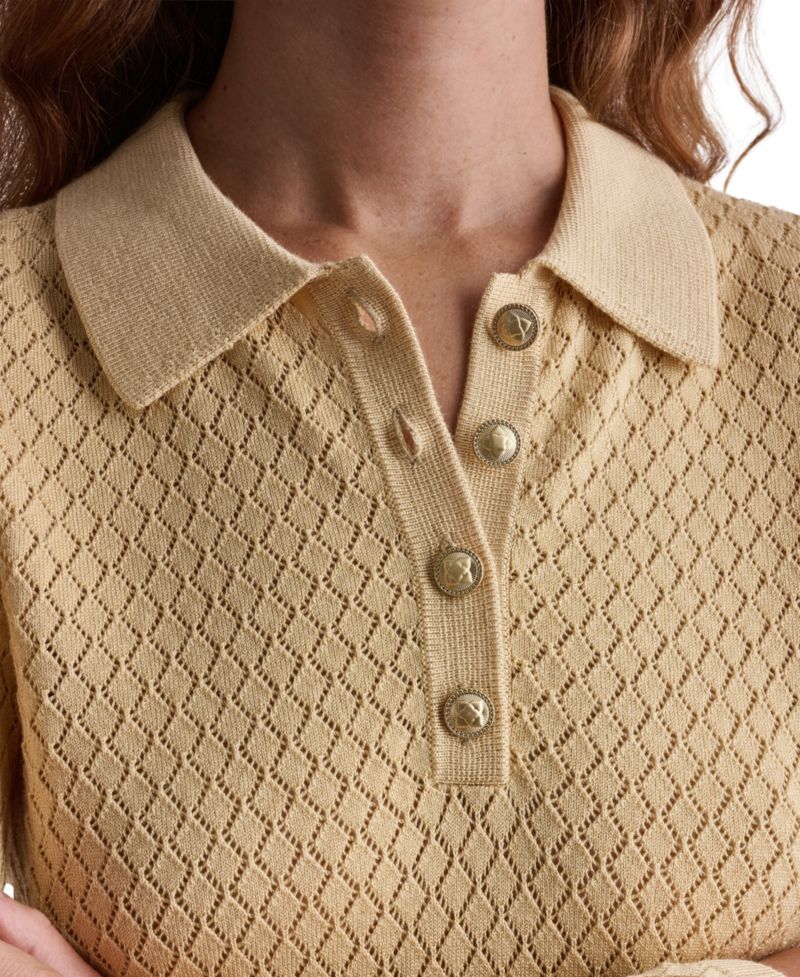 Women's Long-Sleeve Knit Polo Shirt