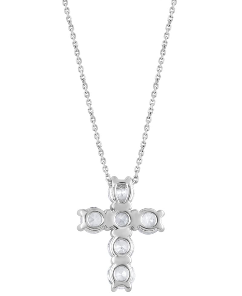 Lab Grown Diamond Cross Pendant Necklace (5 ct. t.w.) in 14k White Gold or 14k Yellow Gold, 16" + 2" extender