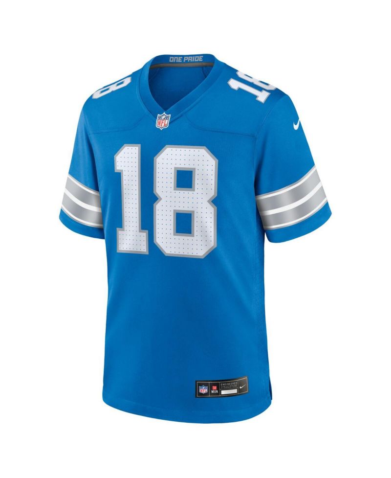 Men's Isaac TeSlaa Blue Detroit Lions Game Player Jersey