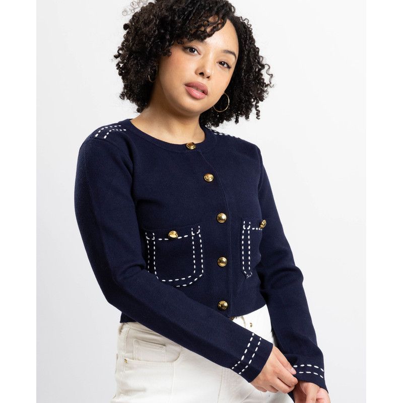 Women's Jessica Cropped Fitted Button-Front Cardigan