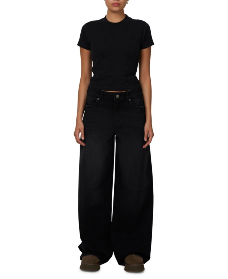 Women's Baggy Vintage Wash Seam Denim Jeans