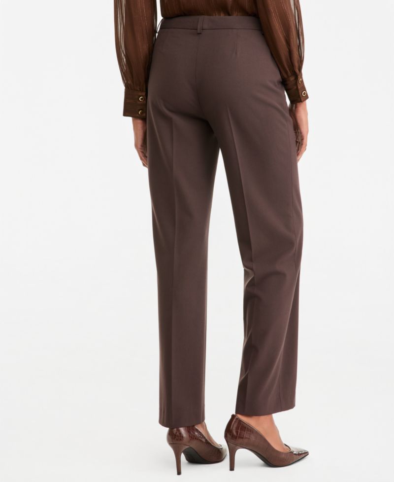 Petite Bird Eye Bird's-Eye-Texture Flare-Leg Pants