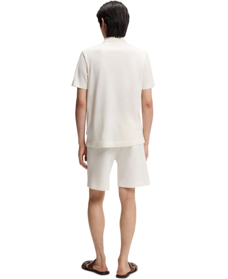 Men's Cotton Silk Zip-Neck Polo Shirt
