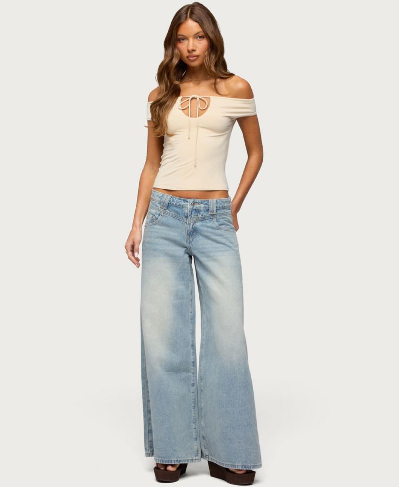 Women's Kaite Off Shoulder Cutout Tie Top