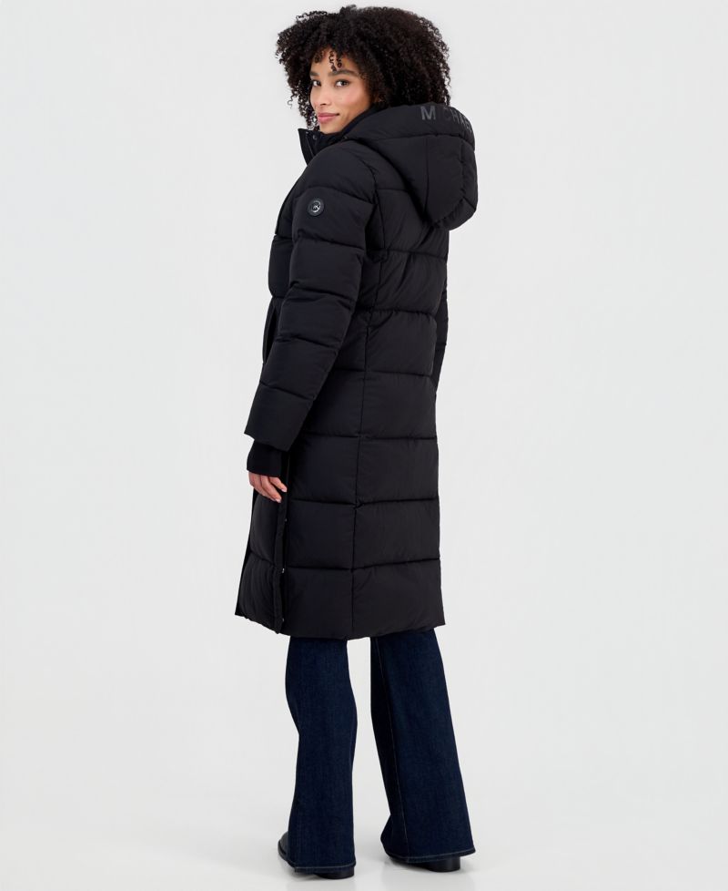 Michael Kors Women's Hooded Drawstring Quilted Maxi Puffer Coat