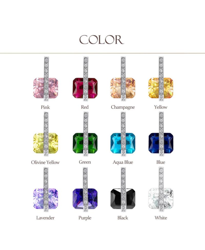 Art Deco Style Pink and Blue Rectangle CZ Drop Cocktail Earrings Silver