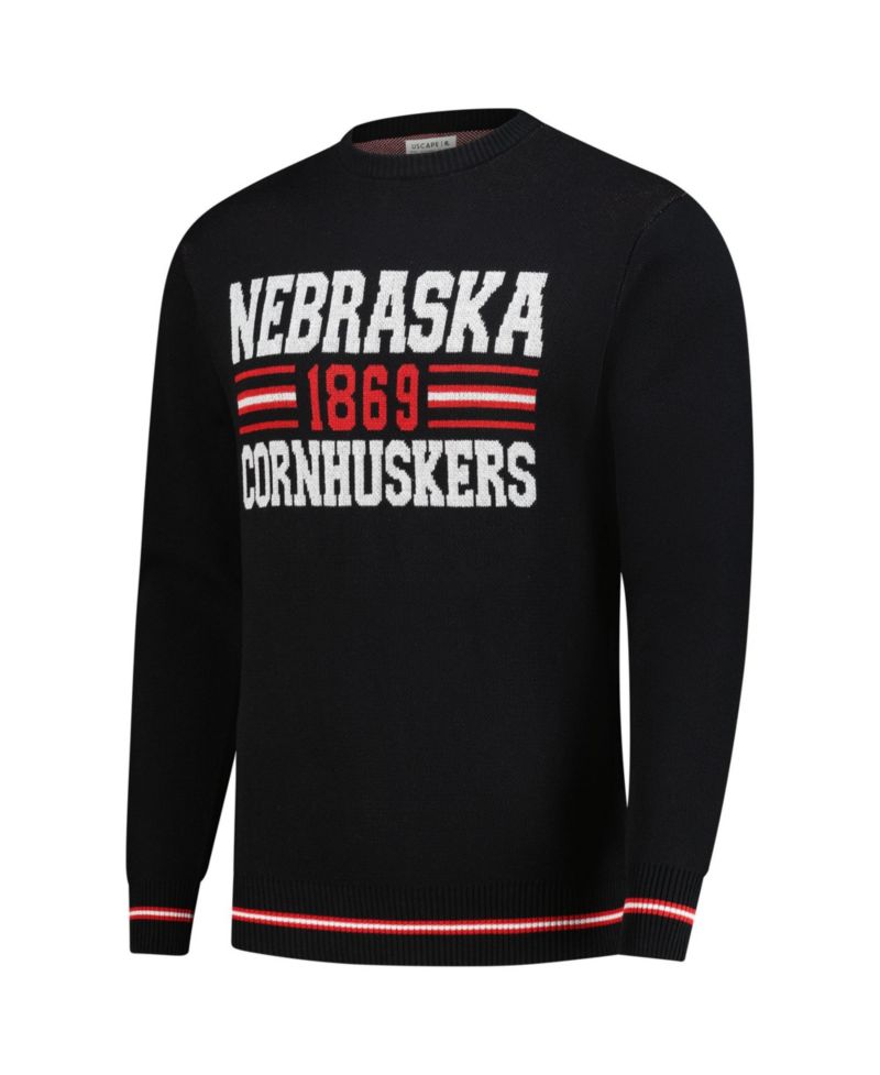 Men's and Women's Black Nebraska Huskers Renew Knit Vintage Retro Sweater