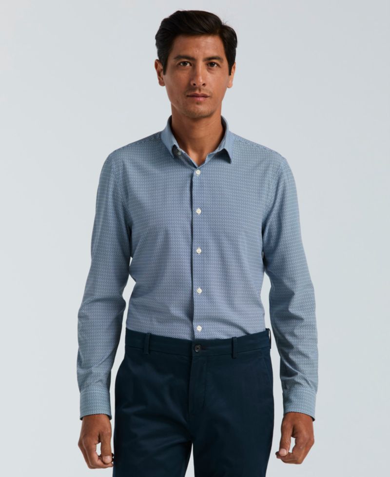 Men's Slim-Fit Mini Geometric Print Shirt
