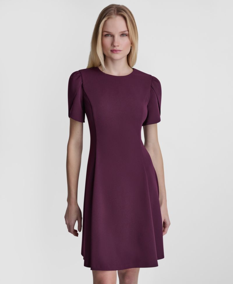 Women's Tulip-Sleeve Fit and Flare Dress