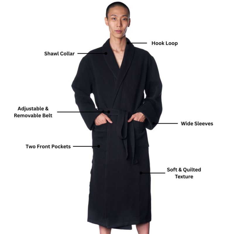 Men's Cotton Blend Shawl Robe Lightweight Kimono Knit Spa Bathrobe