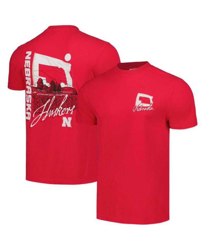 Men's and Women's Scarlet Nebraska Huskers Hyper Local Farming Flag Skyline T-Shirt
