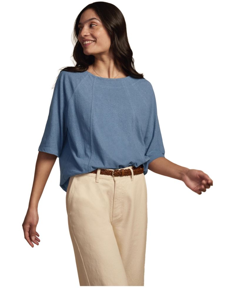 Women's Linen Blend Short Sleeve Swing Top