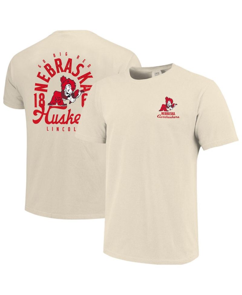 Men's Cream Nebraska Huskers Comfort Colors Mascot Overlay T-Shirt
