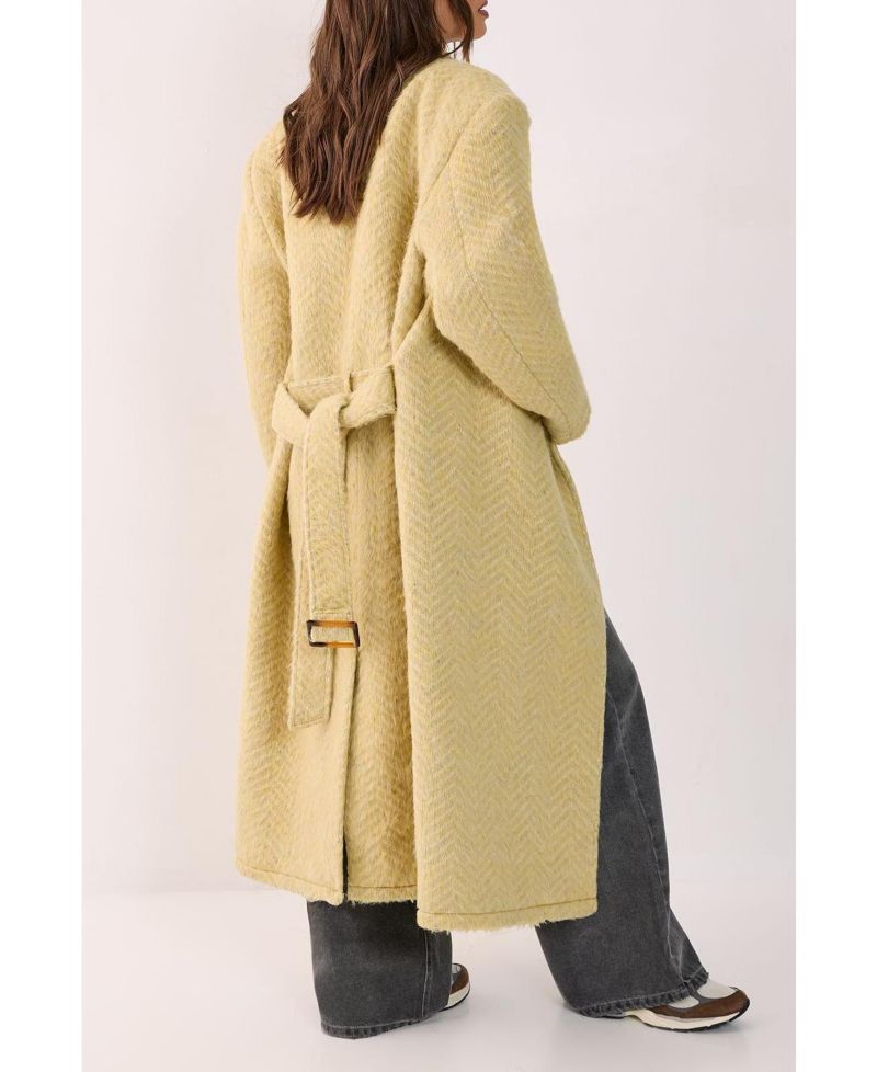 Women's Double Breasted Brushed Herringbone Coat
