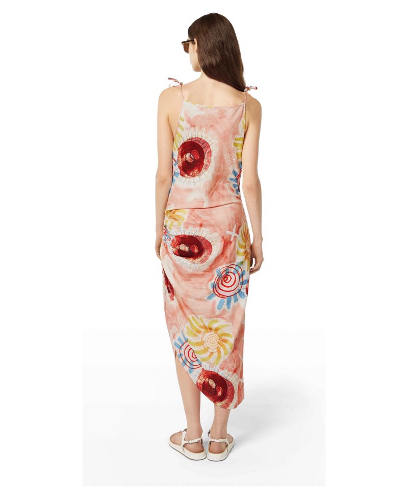 Women's Linen Viscose Printed Midi Dress