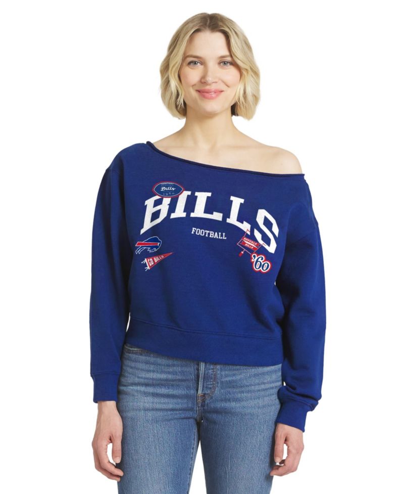 Women's Royal Buffalo Bills Off-the-Shoulder Sweatshirt