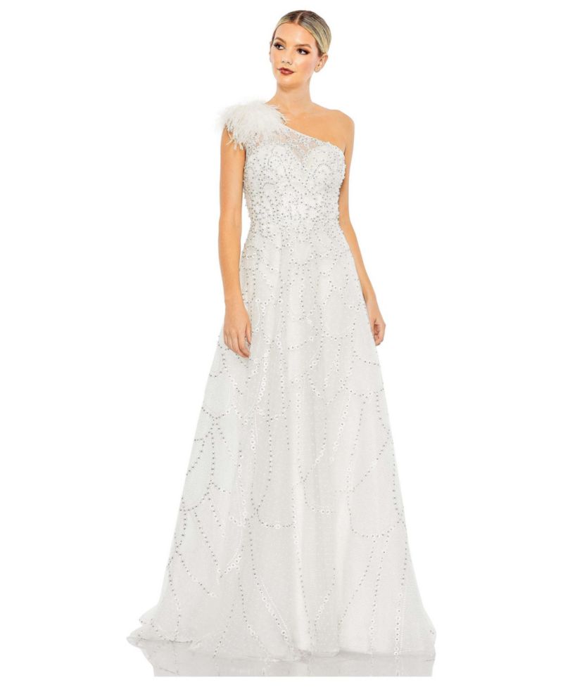 Women's Embellished One Shoulder A Line Gown