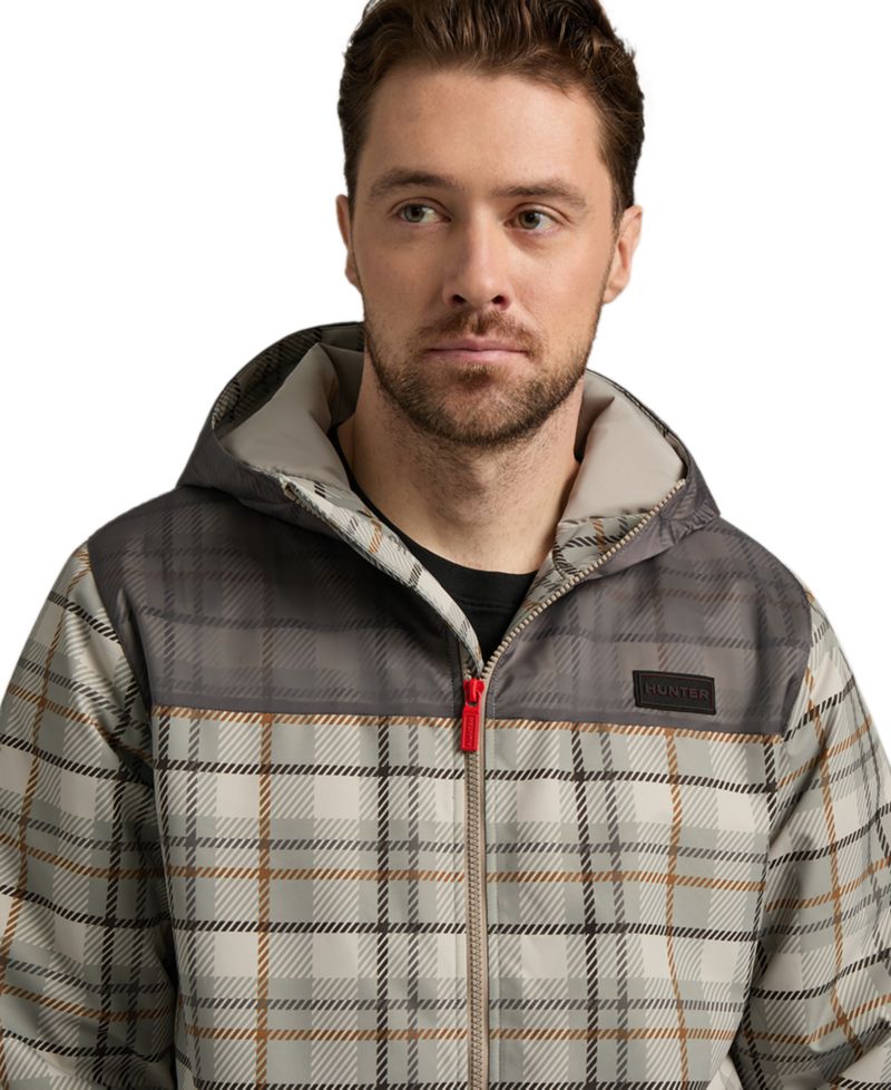 Men's Zipper-Front Plaid Print Jacket