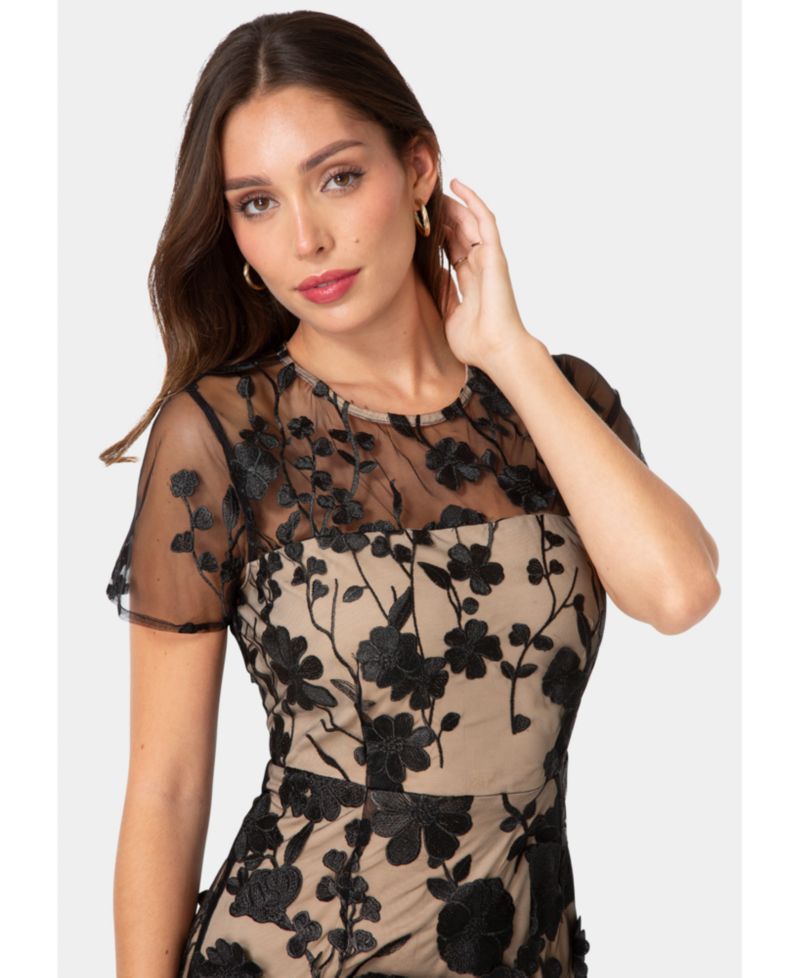 Women's 3D Floral Fit & Flare Mini Dress