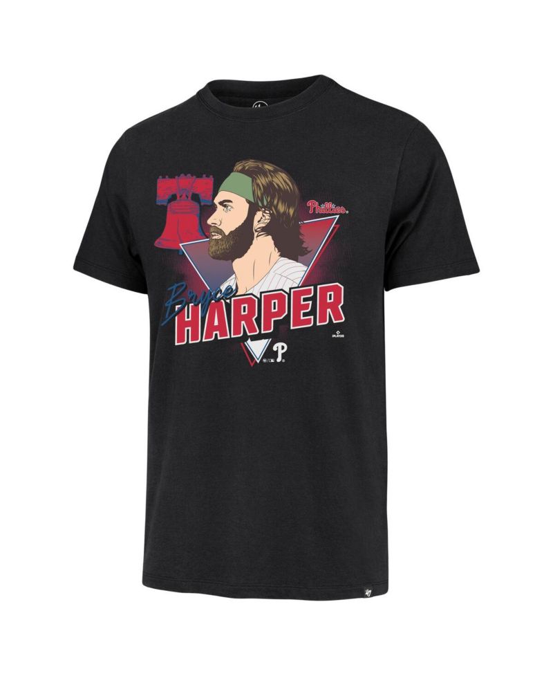 Men's Bryce Harper Black Philadelphia Phillies Player Caricature Franklin T-Shirt