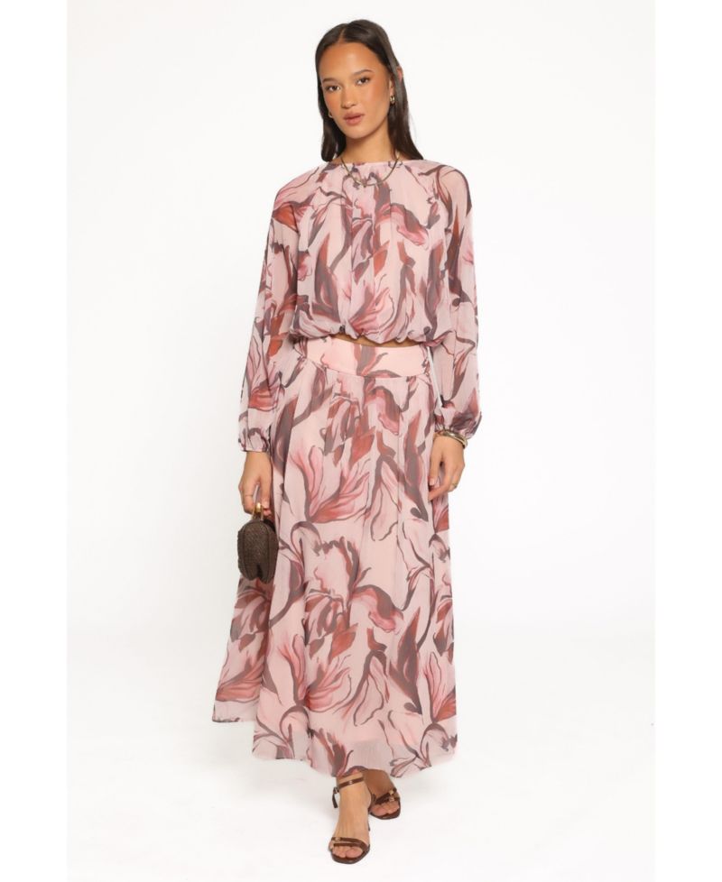 Women's Lorei Floral-Print Long-Sleeve Crewneck Top and Skirt, 2-Piece Set