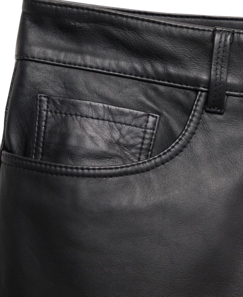 Women's Selection Straight-Fit Mid-Rise Leather Pants