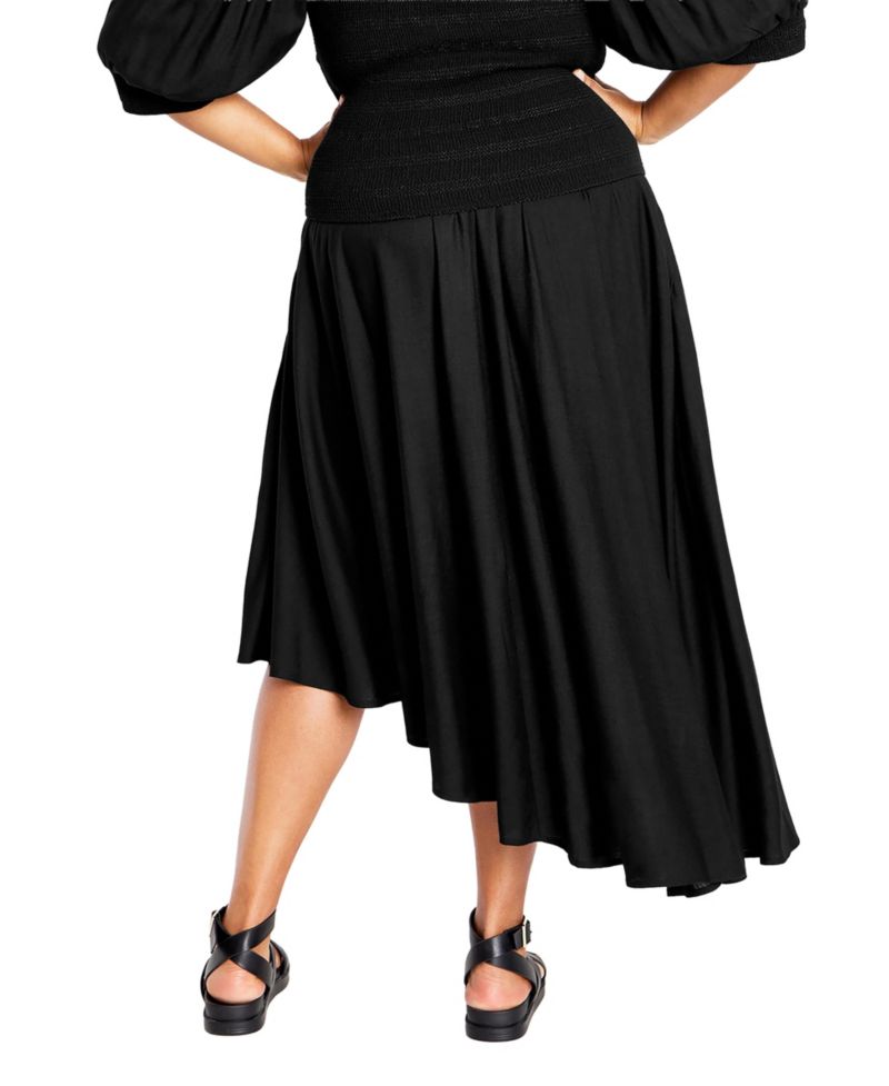Plus Size Katie Asymmetrical Hem Midi Skirt